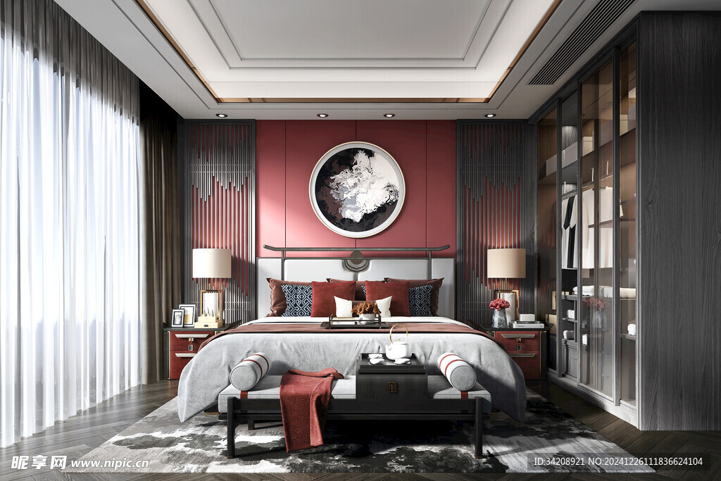 中复古式卧室空间极简现代简约风