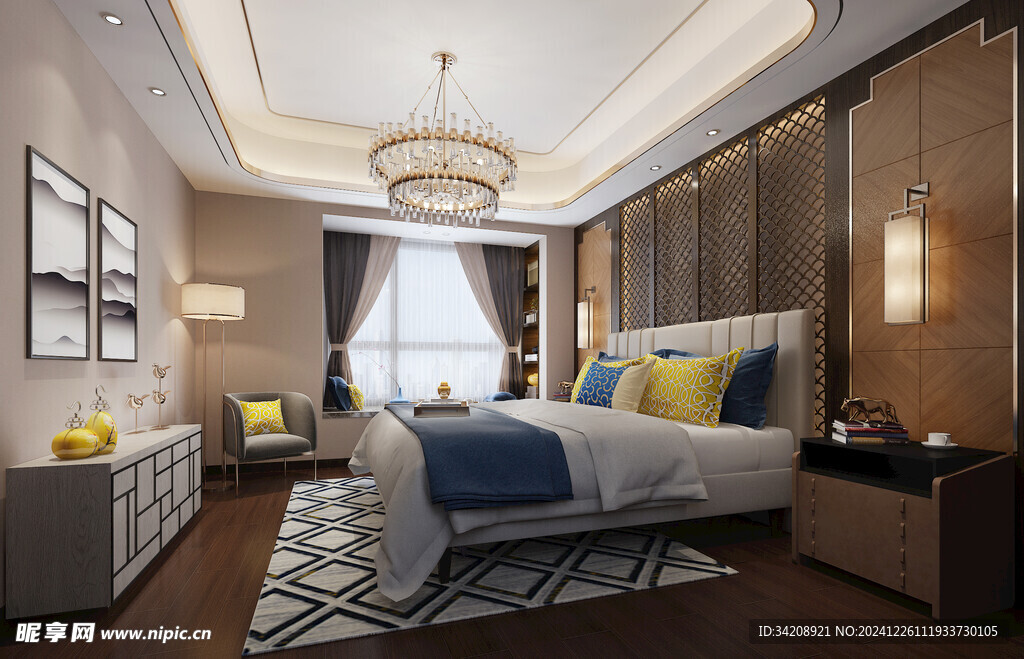 中复古式卧室空间极简现代简约风