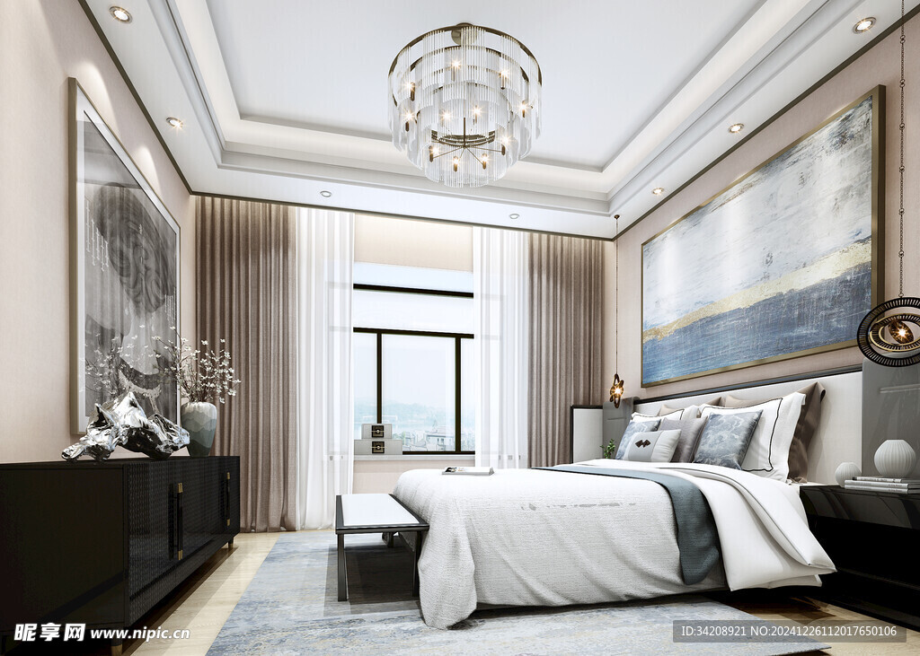 中复古式卧室空间极简现代简约风