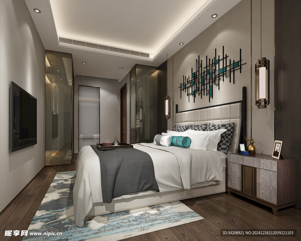 中复古式卧室空间极简现代简约风