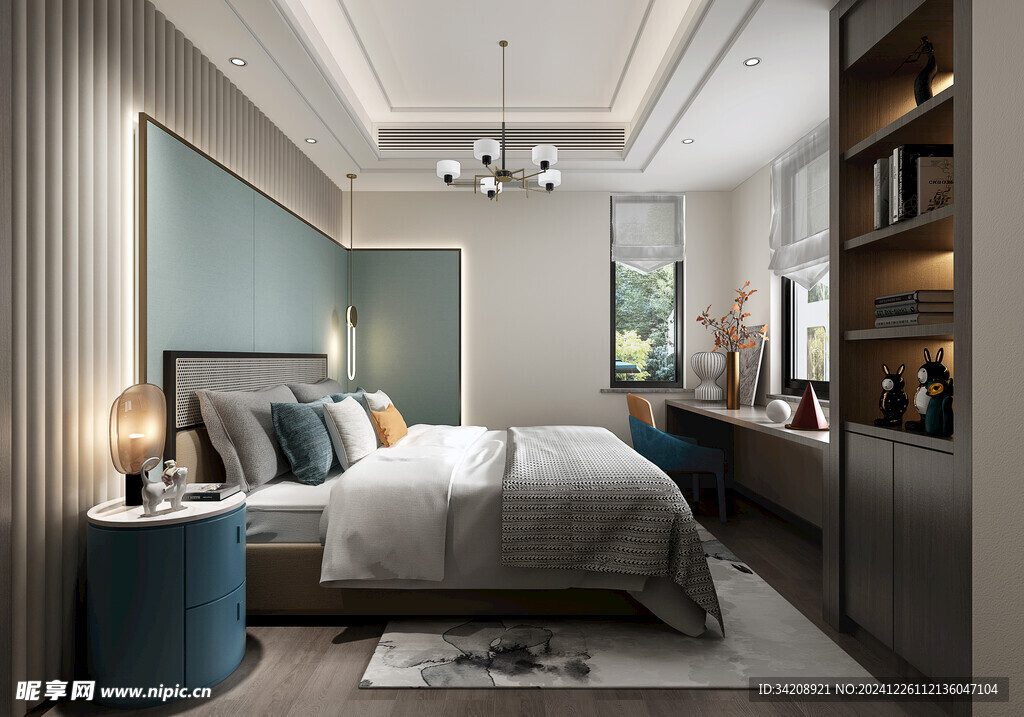 中复古式卧室空间极简现代简约风