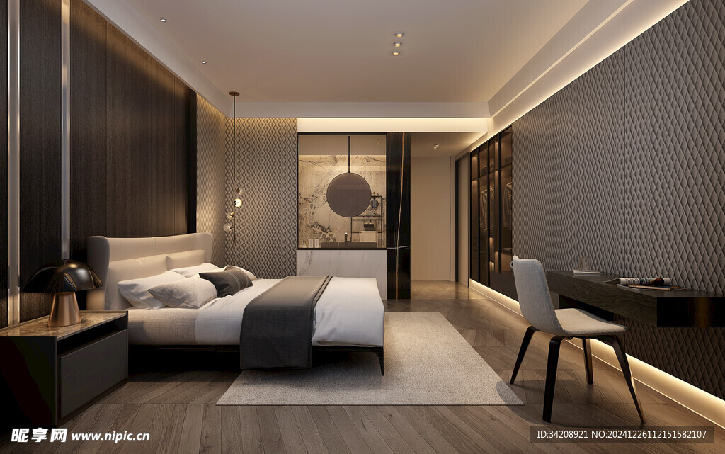 中复古式卧室空间极简现代简约风