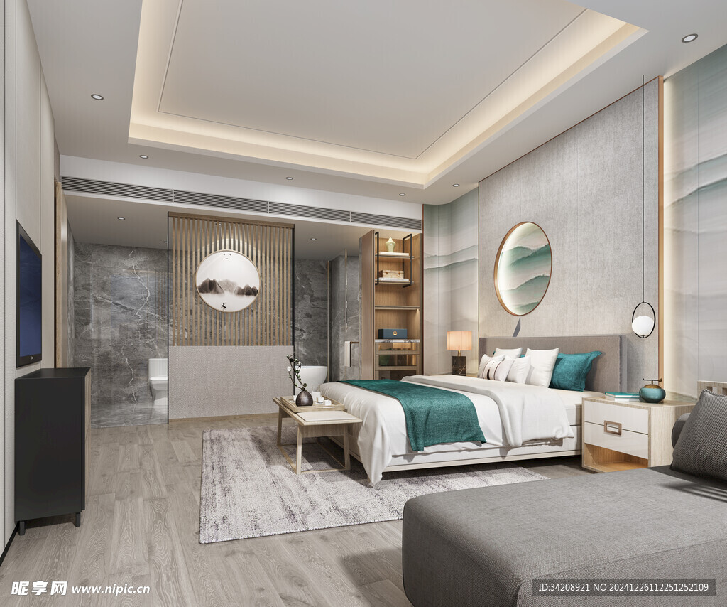 中复古式卧室空间极简现代简约风