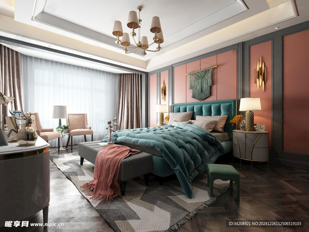 北美欧式卧室空间设计现代田园风