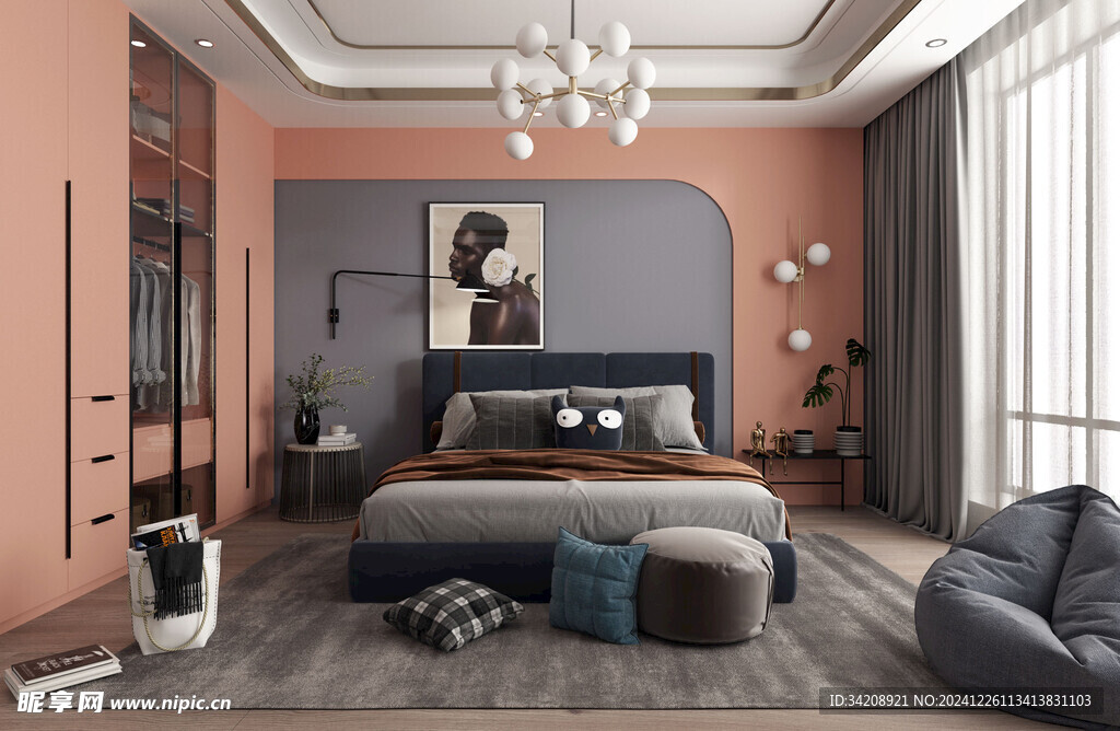 北欧式次卧室空间设计现代田园风