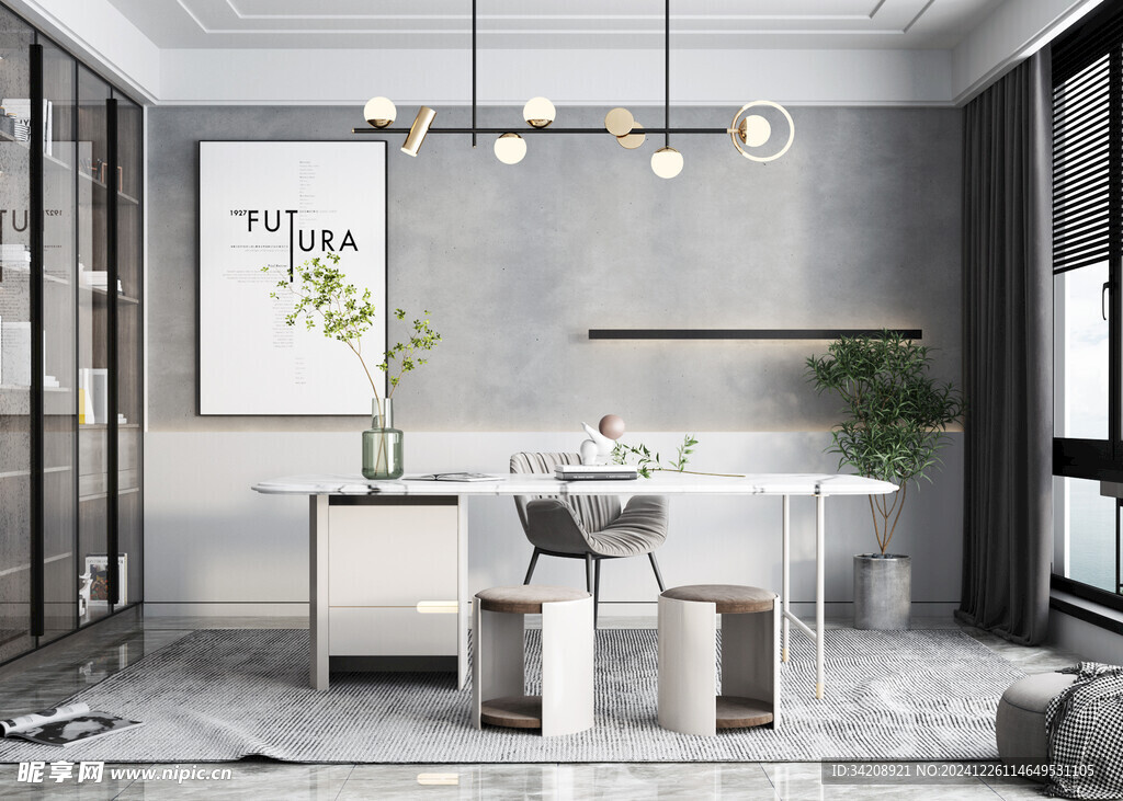 中式多功能书房北欧现代简约古风