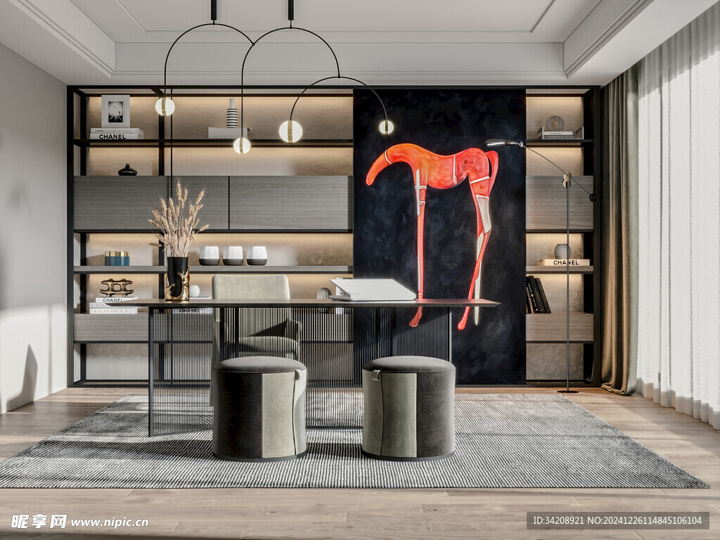 中式多功能书房北欧现代简约古风