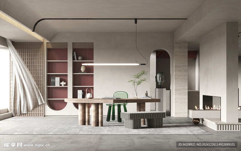 中式多功能书房北欧现代简约古风