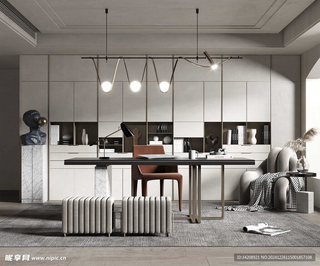 中式多功能书房北欧现代简约古风