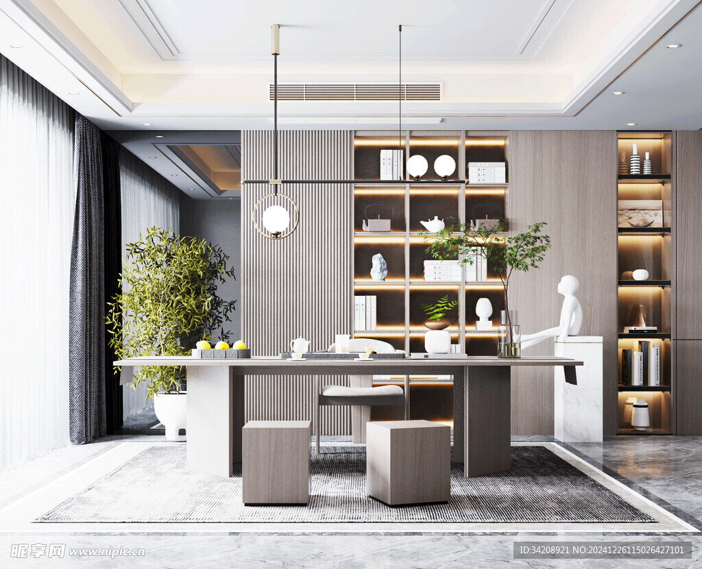 中式多功能书房北欧现代简约古风