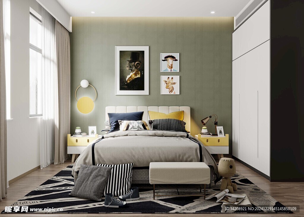 儿童小女生孩房间次卧室北欧风格