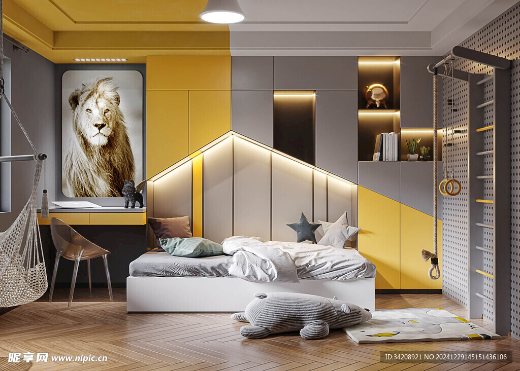 儿童小女生孩房间次卧室北欧风格