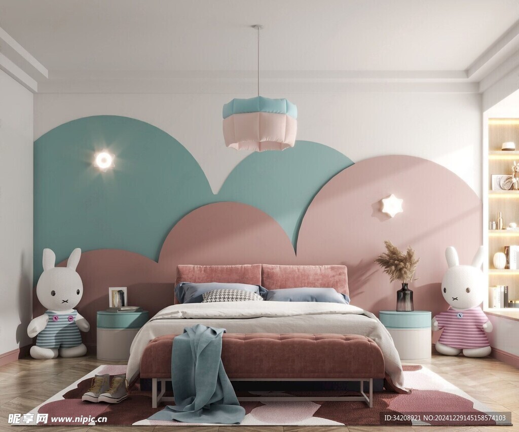 儿童小女生孩房间次卧室北欧风格