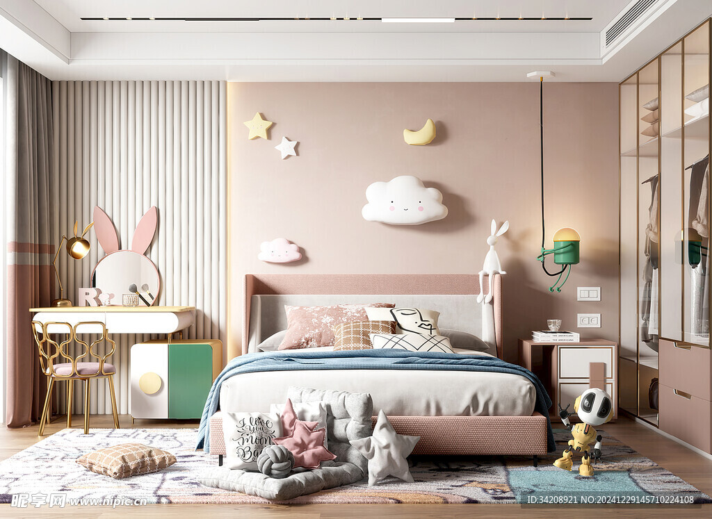 儿童女孩房次卧室北欧现代简约风
