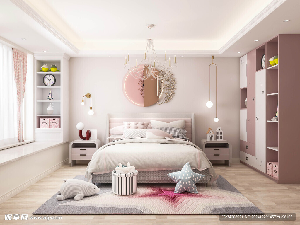 儿童女孩房次卧室北欧现代简约风