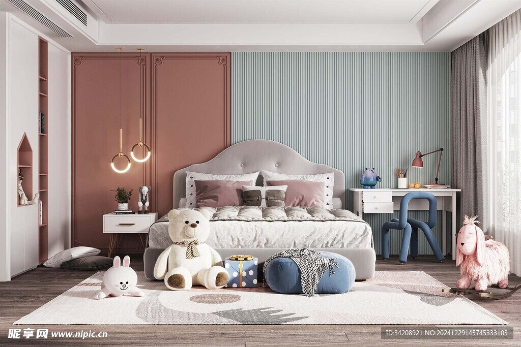 儿童女孩房次卧室北欧现代简约风