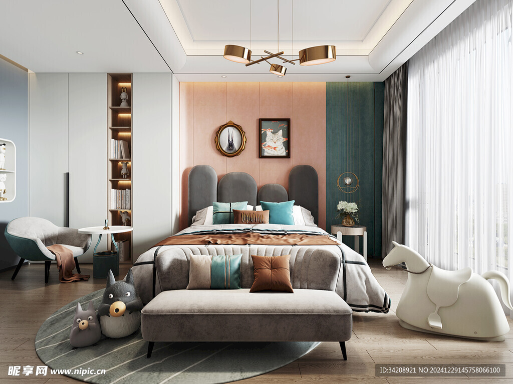 儿童女孩房次卧室北欧现代简约风