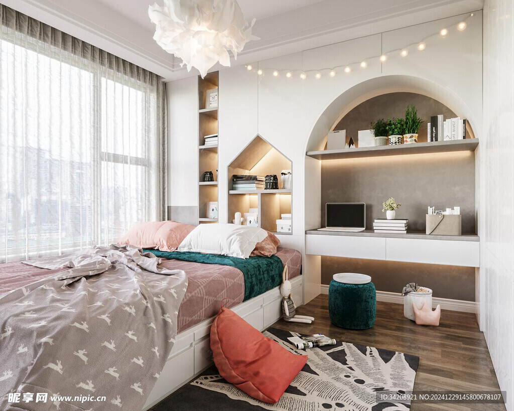 儿童女孩房次卧室北欧现代简约风