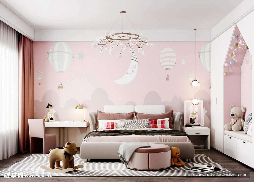 儿童女孩房次卧室北欧现代简约风