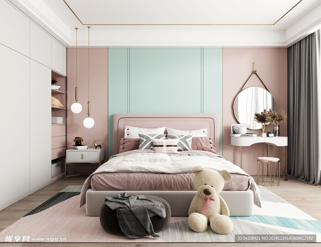 儿童女孩房次卧室北欧现代简约风