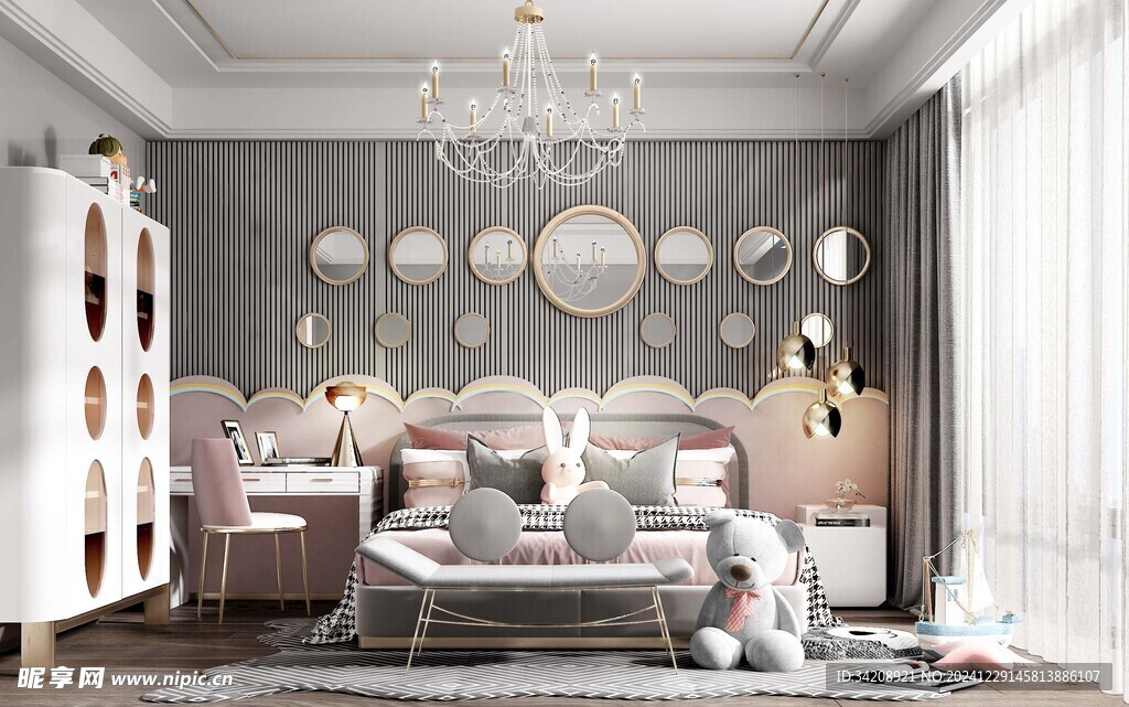 儿童女孩房次卧室北欧现代简约风