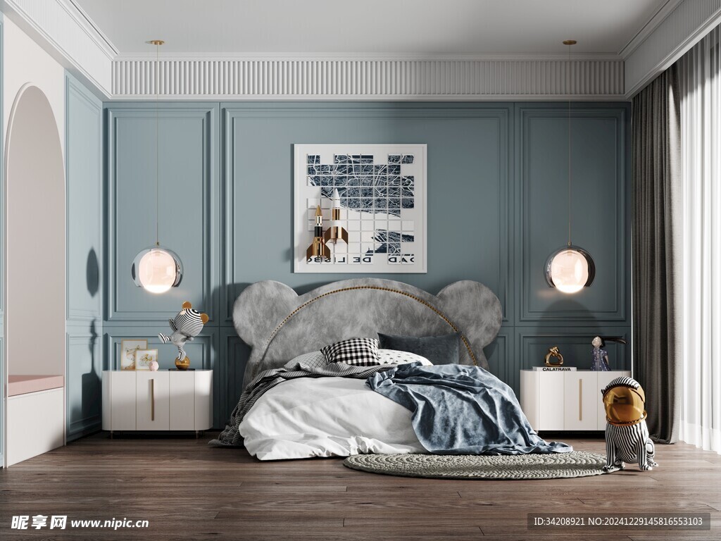 儿童女孩房次卧室北欧现代简约风