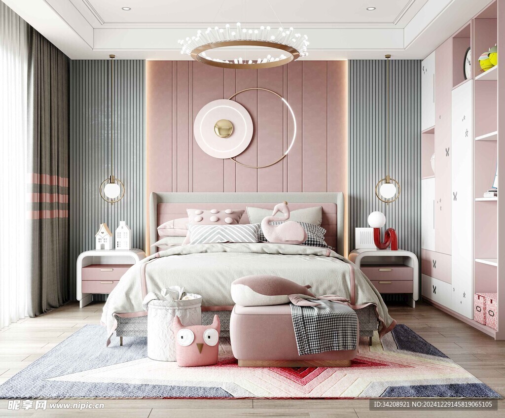 儿童女孩房次卧室北欧现代简约风