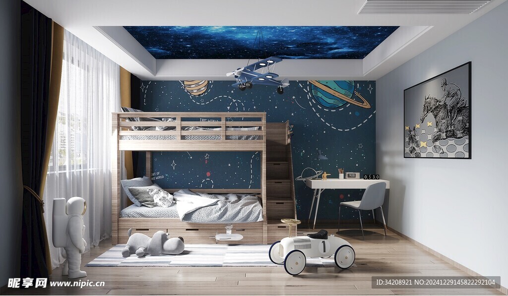 儿童女孩房次卧室北欧现代简约风