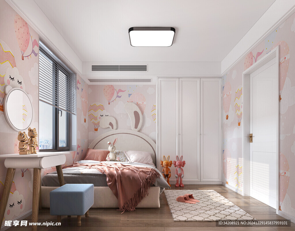 儿童女孩房次卧室北欧现代简约风