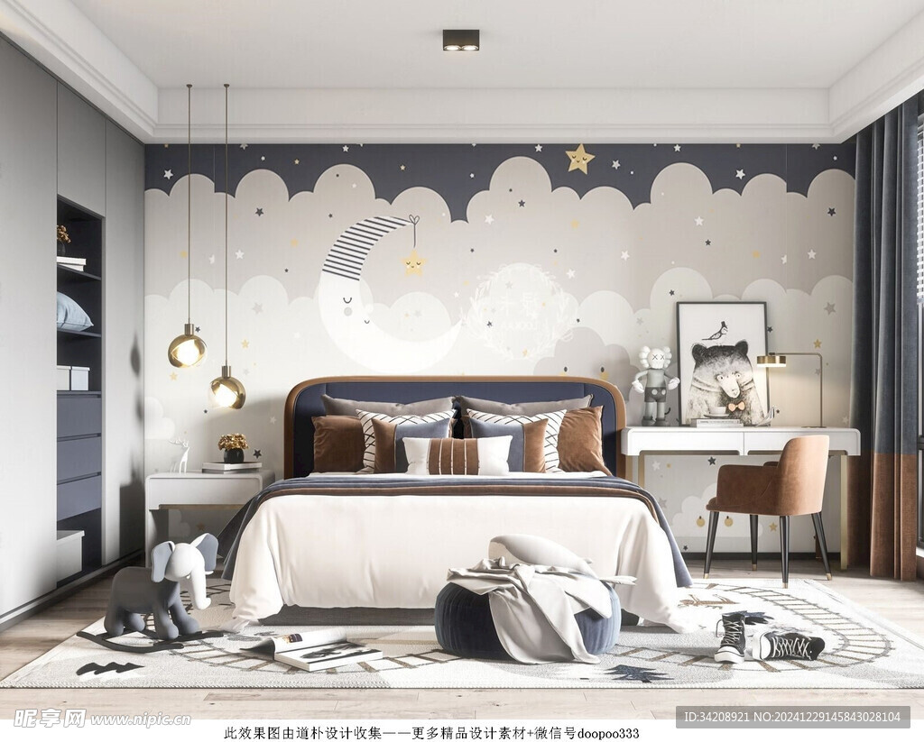 儿童女孩房次卧室北欧现代简约风