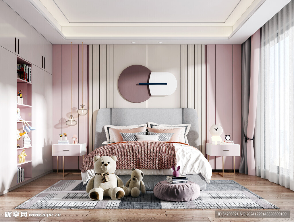 儿童女孩房次卧室北欧现代简约风