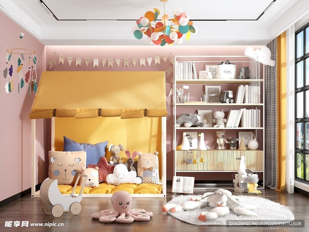 儿童女孩房次卧室北欧现代简约风