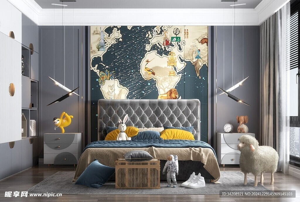 儿童女孩房次卧室北欧现代简约风