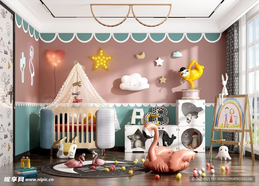 儿童女孩房次卧室北欧现代简约风