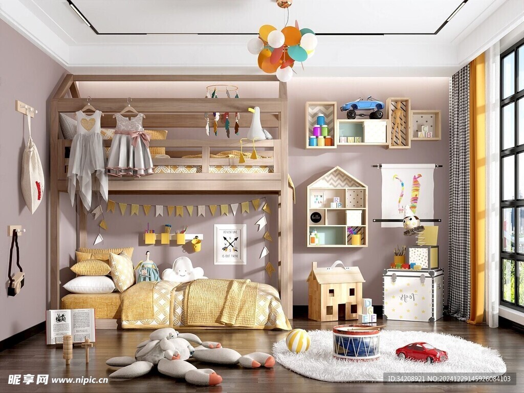 儿童女孩房次卧室北欧现代简约风