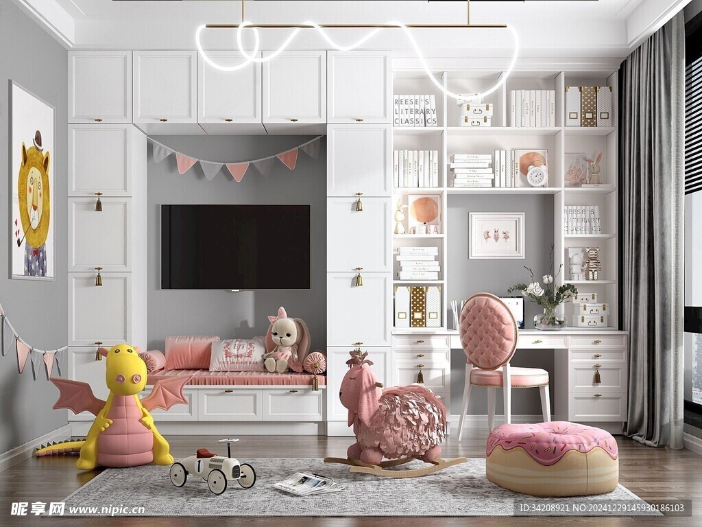 儿童女孩房次卧室北欧现代简约风