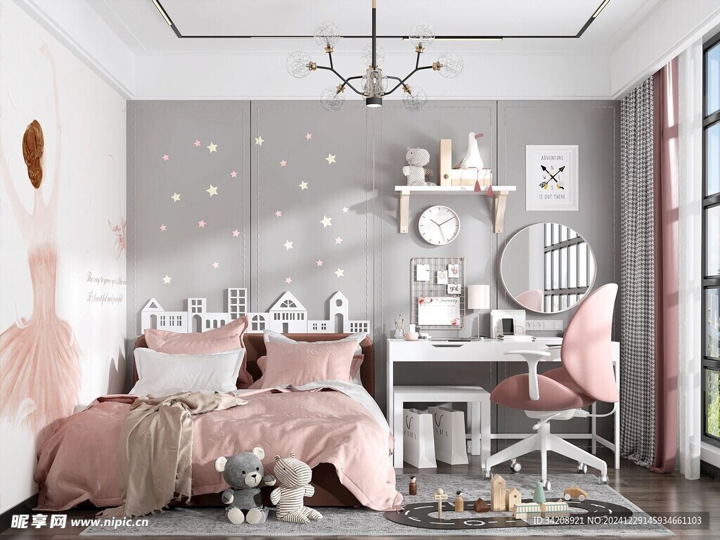 儿童女孩房次卧室北欧现代简约风