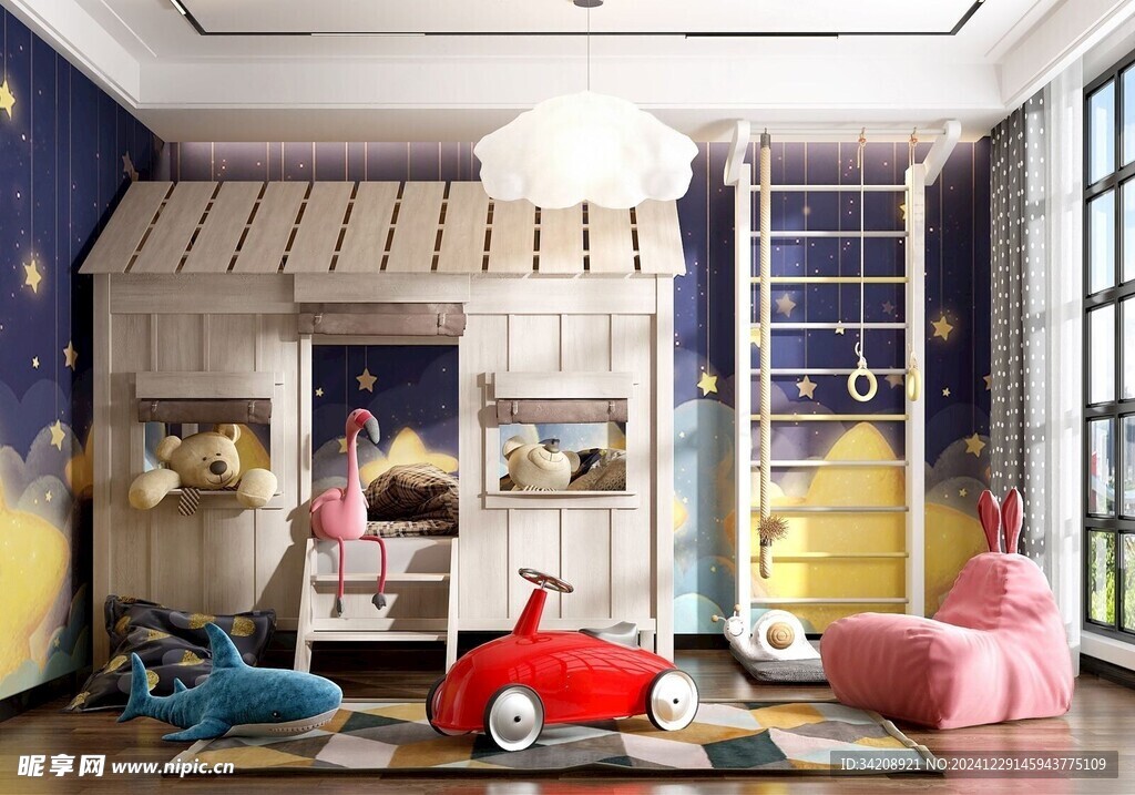 儿童女孩房次卧室北欧现代简约风