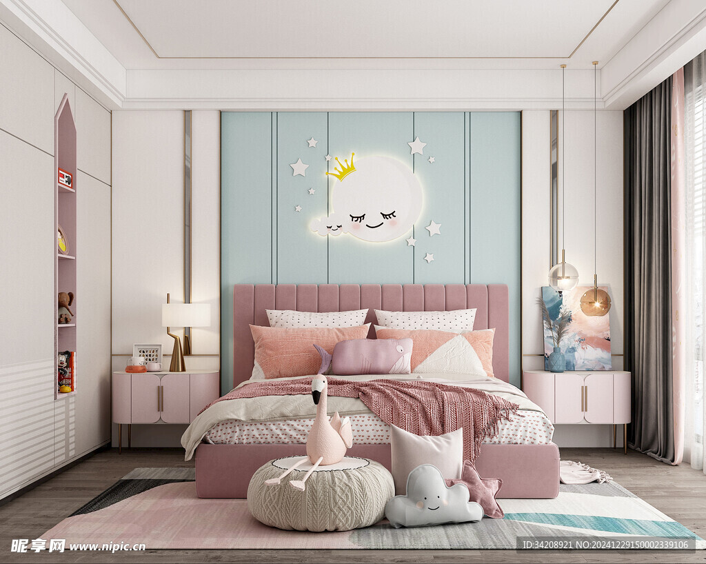 儿童女孩房次卧室北欧现代简约风