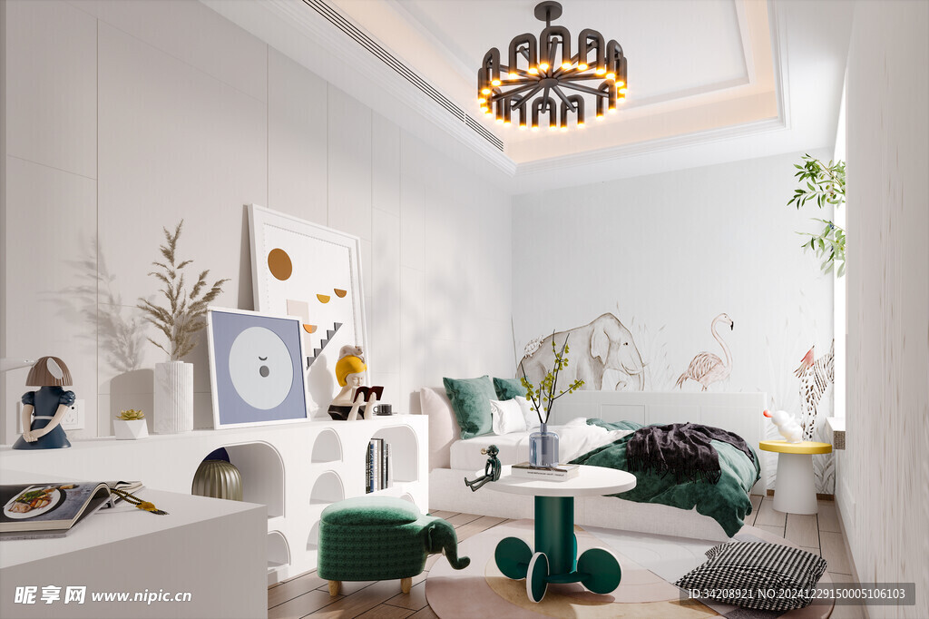 儿童女孩房次卧室北欧现代简约风