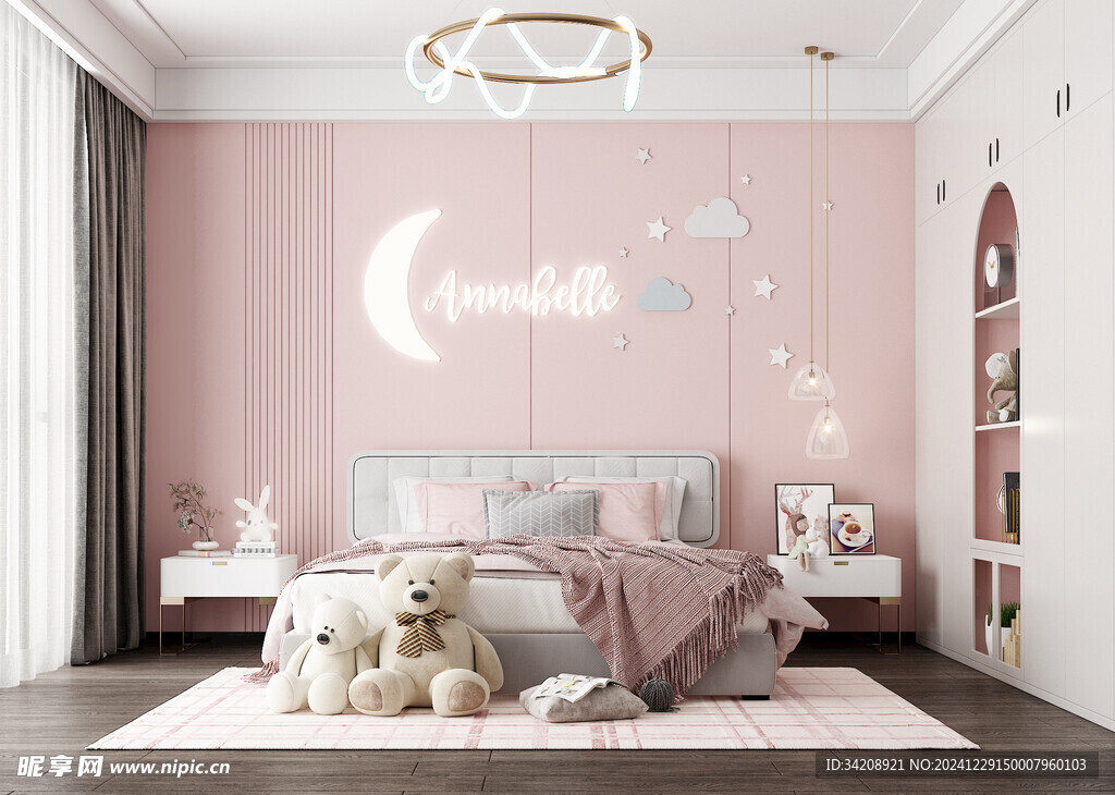 儿童女孩房次卧室北欧现代简约风