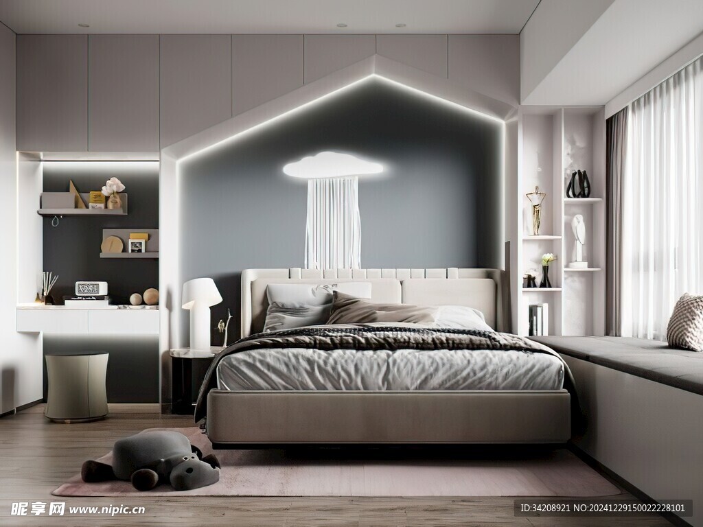 儿童女孩房次卧室北欧现代简约风