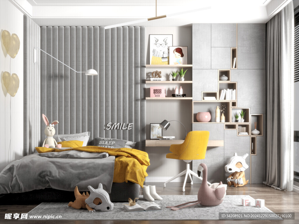 儿童女孩房次卧室北欧现代简约风
