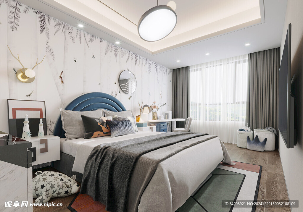 儿童女孩房次卧室北欧现代简约风