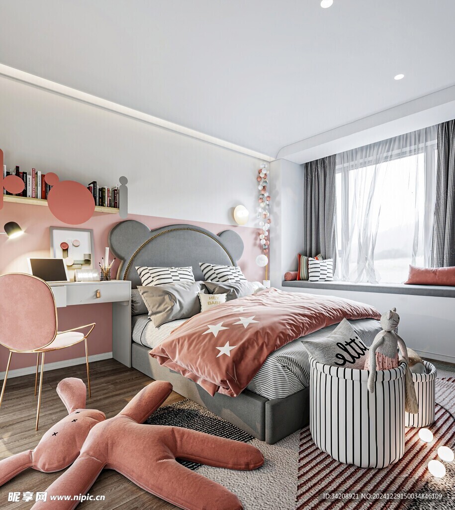 儿童女孩房次卧室北欧现代简约风