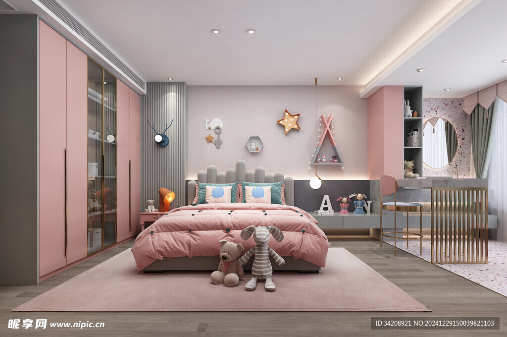 儿童女孩房次卧室北欧现代简约风