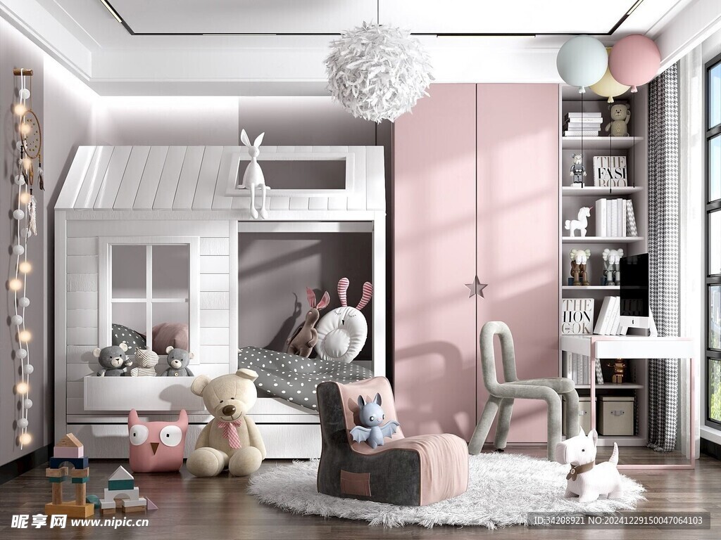 儿童女孩房次卧室北欧现代简约风