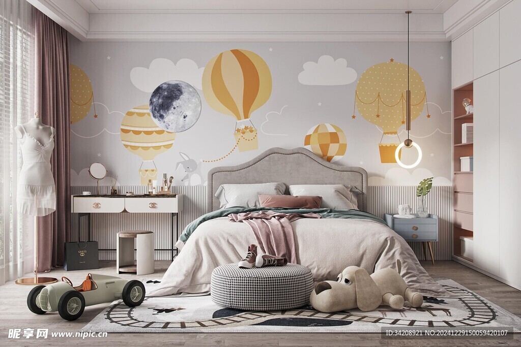 儿童女孩房次卧室北欧现代简约风