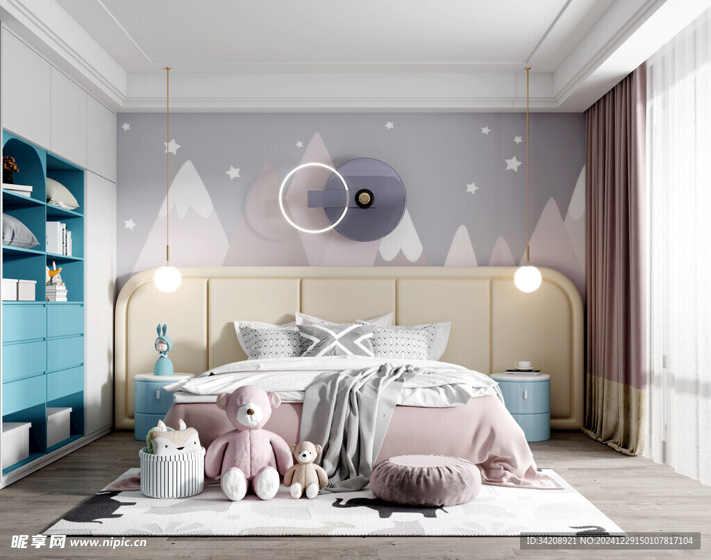 儿童女孩房次卧室北欧现代简约风