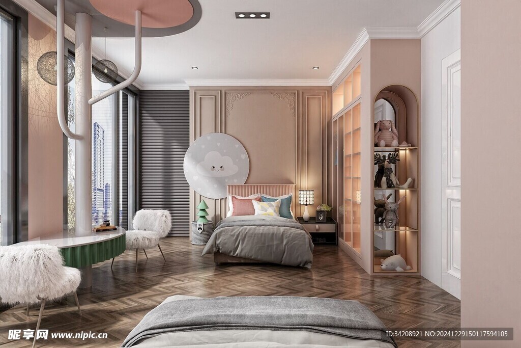 儿童女孩房次卧室北欧现代简约风